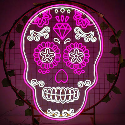 Skull neon sign