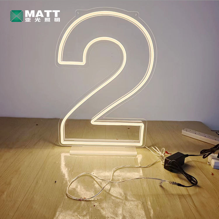Free Stading Neon sign Number 2FT
